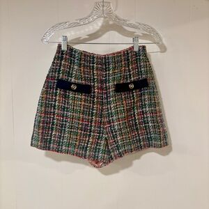 Sandro Multicolor Tweed High Waist Shorts